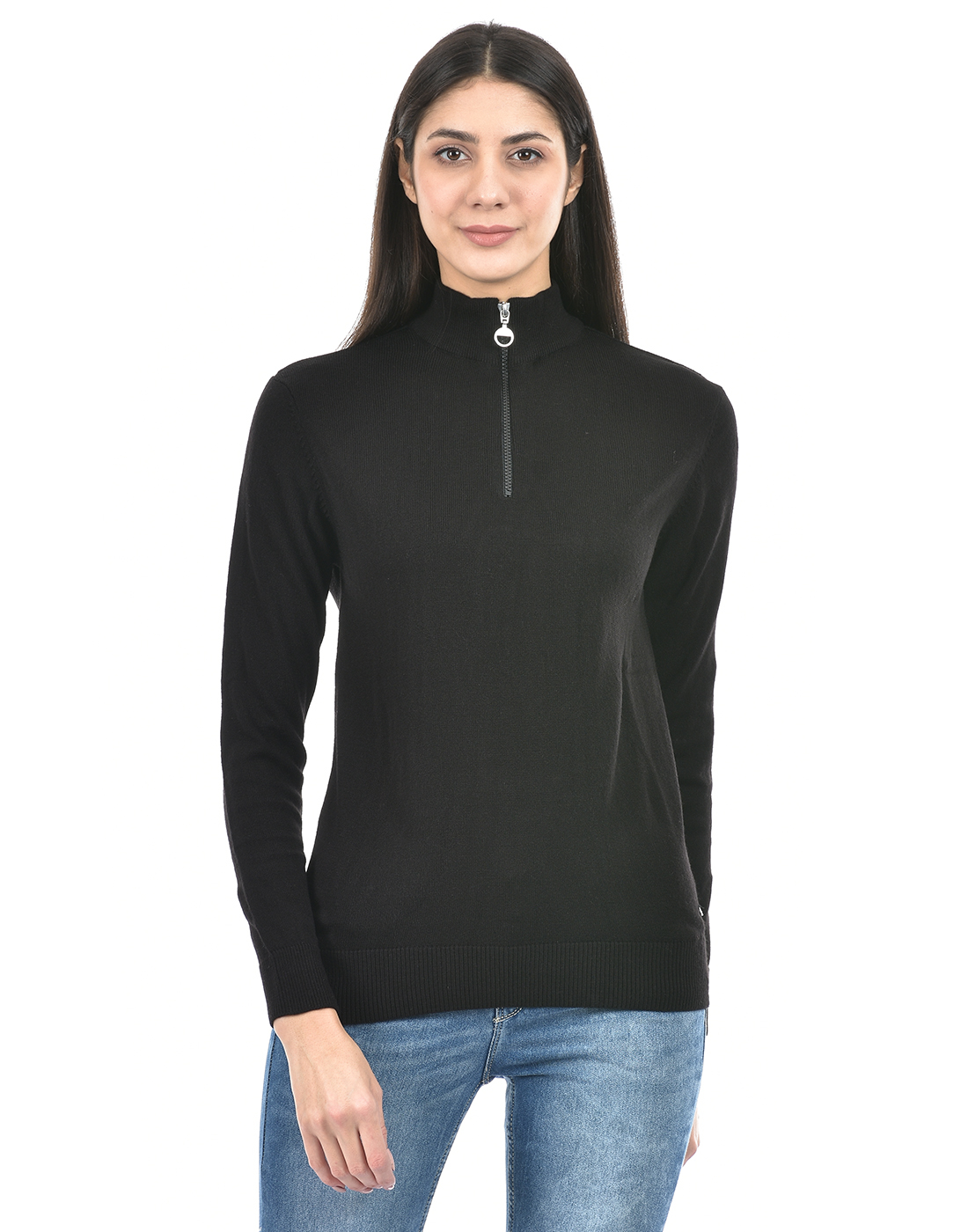 Numero Uno Women Solid Black Sweater